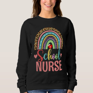 School Nurse Boho Rainbow Leopard Nurse Week 2022 Sweatshirt