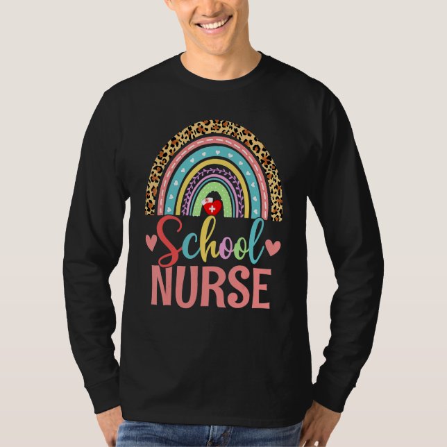 School Nurse Boho Rainbow Leopard Nurse Week 2022  T-Shirt (Front)