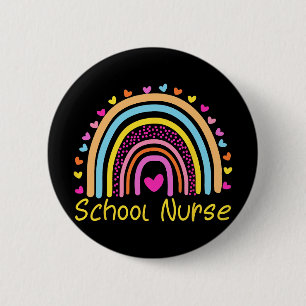 School Nurse Boho Rainbow Nurse Day Byck To School Button