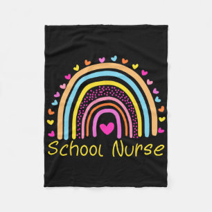 School Nurse Boho Rainbow Nurse Day Byck To School Fleece Blanket