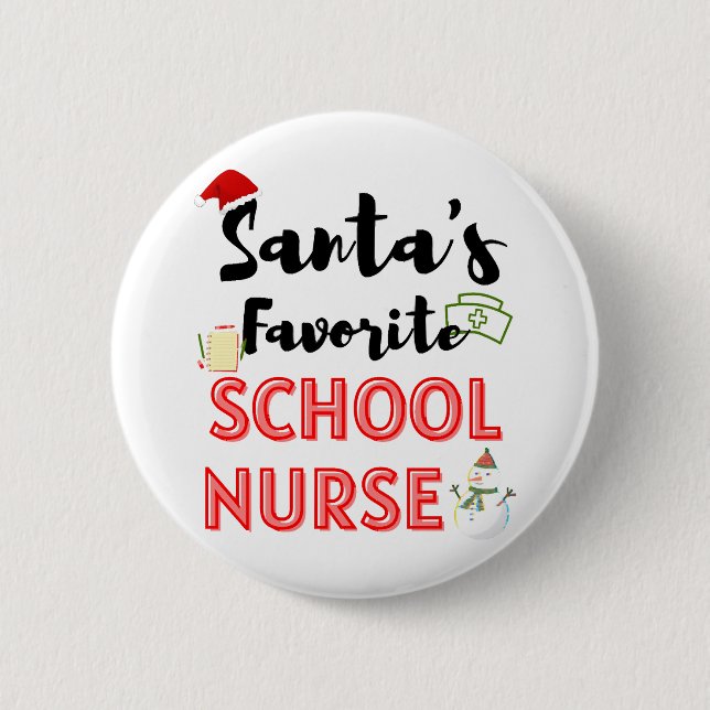 School Nurse Christmas Button (Front)