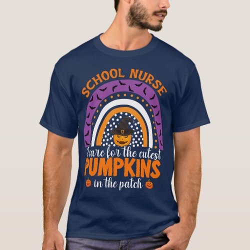 School Nurse Cutest Pumpkins Halloween Rainbow Cos T_Shirt