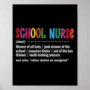School Nurse Definition Byck To School Fun Poster