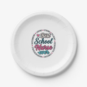 School Nurse Ever Vintage Engraving Shirt Design_1 Paper Plates