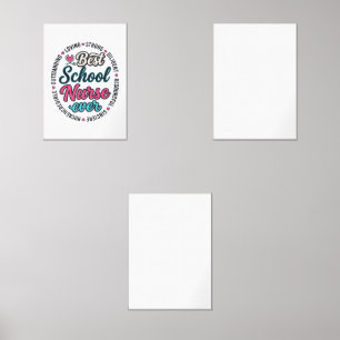 School Nurse Ever Vintage Engraving Shirt Design_1 Wall Art Sets