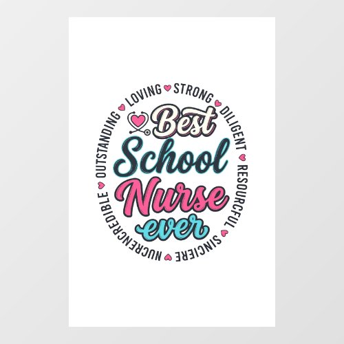 School Nurse Ever Vintage Engraving Shirt Design_1 Window Cling