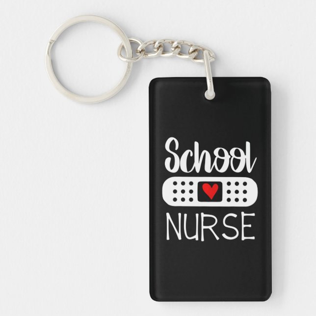 School Nurse Funny Bandaid Medical RN LPN Keychain (Front)