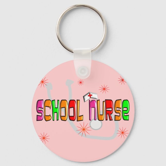 School Nurse Gifts & T-Shirts Keychain (Front)