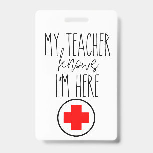 School Nurse hall pass Badge