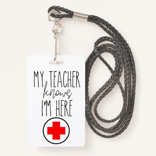 School Nurse hall pass Badge (Front with Lanyard)