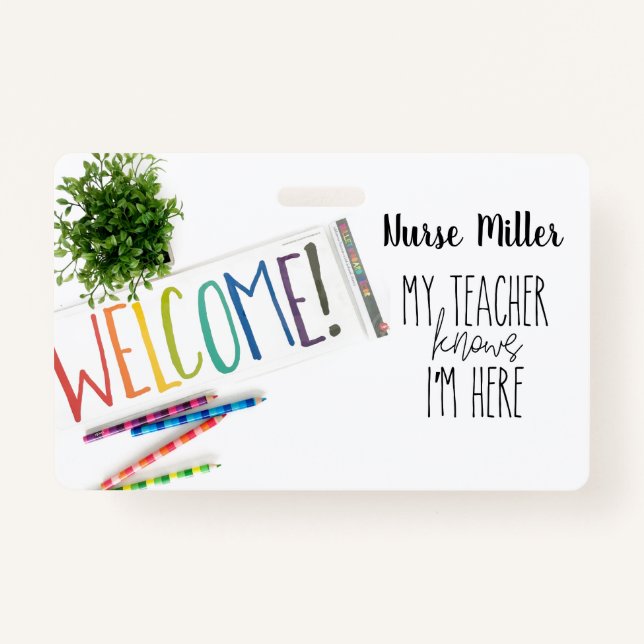 School Nurse Hall Pass; Badge, Rainbow Badge (Front)