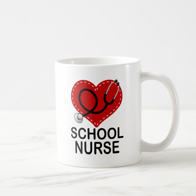 School Nurse Heart Stethoscope Coffee Mug (Right)