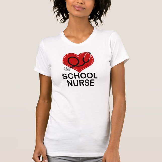 School Nurse Heart Stethoscope T-Shirt (Front)