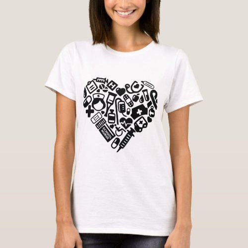 School Nurse Heart Wheelchair Crutches Cross T_Shirt