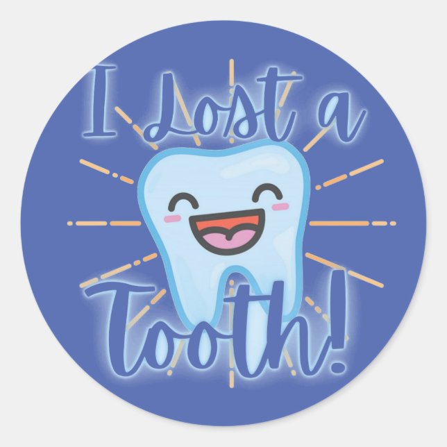School Nurse "I Lost a Tooth" Sticker - Blue (Front)