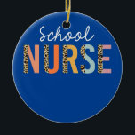 School Nurse Leopard Print Nursing Back To School Ceramic Ornament<br><div class="desc">School Nurse Leopard Print Nursing Back To School Women Cute Gift. Perfect gift for your dad,  mom,  papa,  men,  women,  friend and family members on Thanksgiving Day,  Christmas Day,  Mothers Day,  Fathers Day,  4th of July,  1776 Independent day,  Veterans Day,  Halloween Day,  Patrick's Day</div>