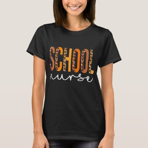 School Nurse leopard Squad Cute Fall Autumn Thanks T_Shirt