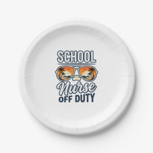 School Nurse Off Duty Vintage Sunglasses Shirt_1 Paper Plates