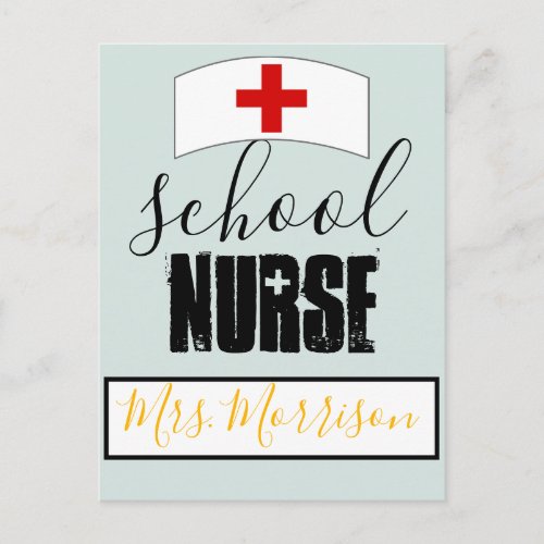 School Nurse Office Decor stethoscope heart hat Postcard