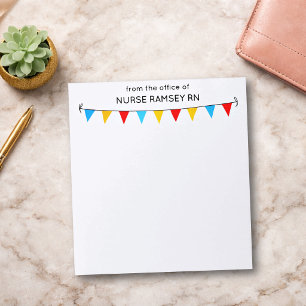 School Nurse or Teacher Colorful Bunting Flags Notepad