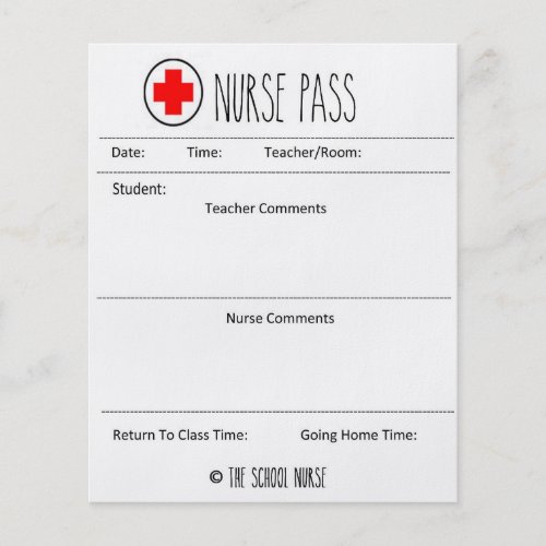 School Nurse Pass for the School Setting Flyer