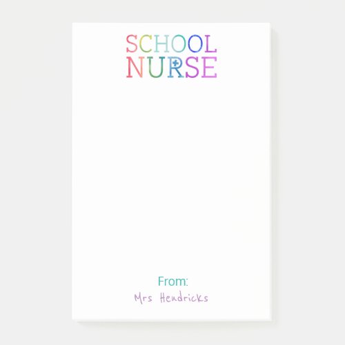 School Nurse Personalized Fun Colorful Typography Post_it Notes