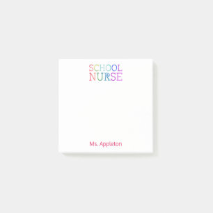 School Nurse Personalized Fun Colorful Typography Post-it Notes