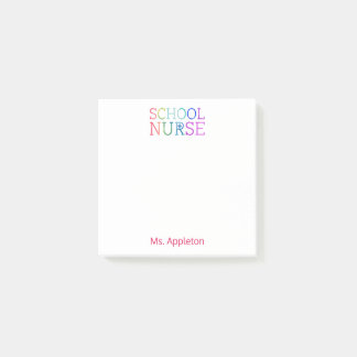 School Nurse Personalized Fun Colorful Typography Post-it Notes