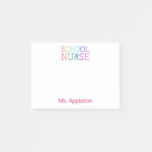 School Nurse Personalized Fun Colorful Typography Post-it Notes