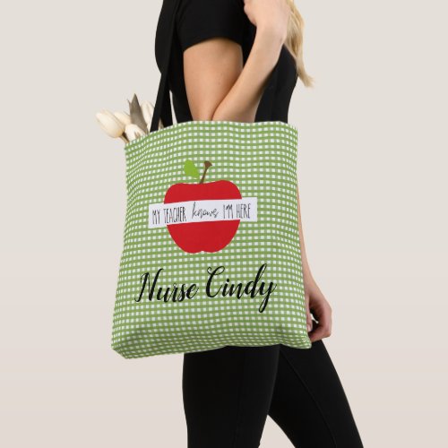 School Nurse Personalized Red Apple Template Tote Bag