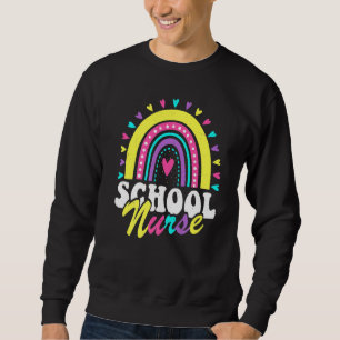 School Nurse Rainbow Back To School Women Cute Nur Sweatshirt
