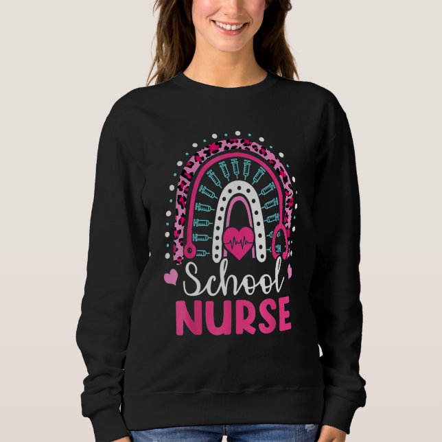School Nurse Rainbow Happy 100th Day Nursing 100 D Sweatshirt (Front)