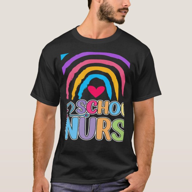 School Nurse Rainbow Nurse Week 2022 Back To Schoo T-Shirt (Front)