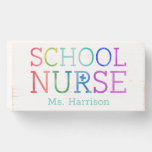 School Nurse Rainbow Typography Personalized Wooden Box Sign at Zazzle