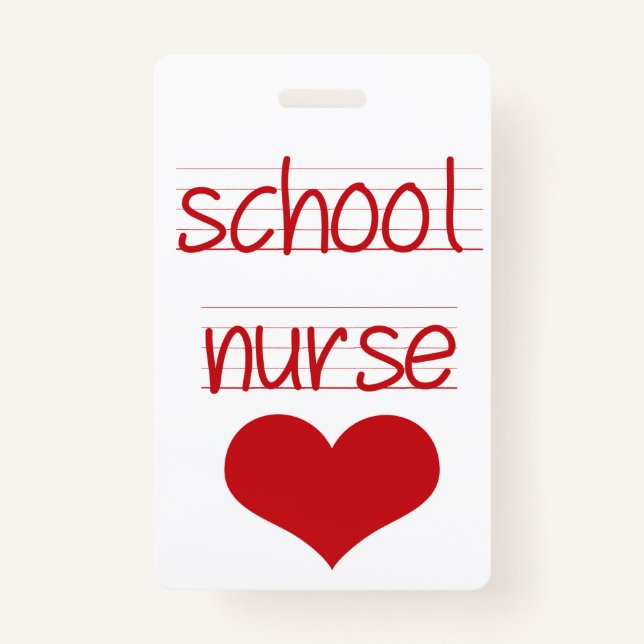 School Nurse, School Hall Pass, health center pass Badge (Front)