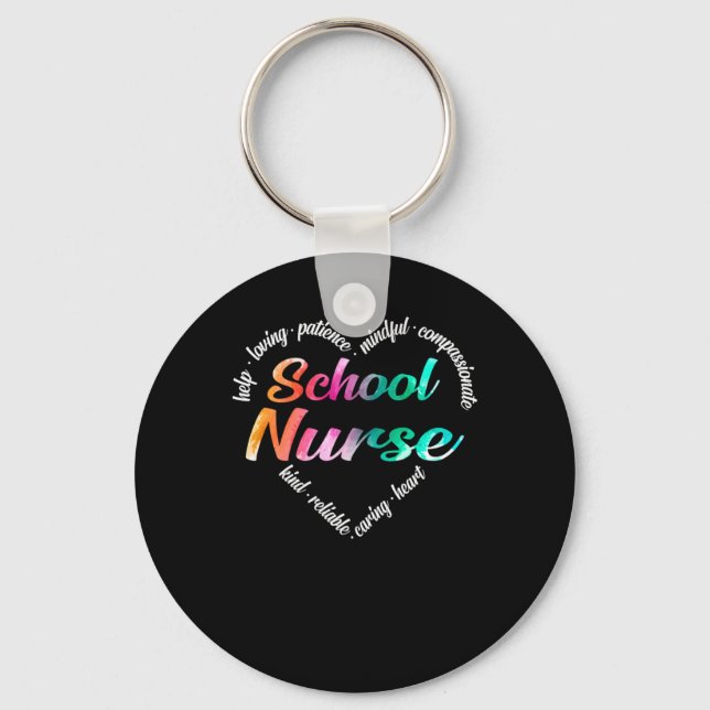 School Nurse School Nurse Heart Word Cloud Waterco Keychain (Front)
