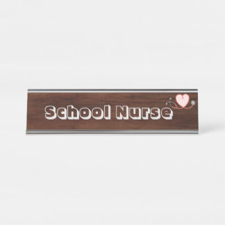 School Nurse, stethoscope, heart Desk Name Plate