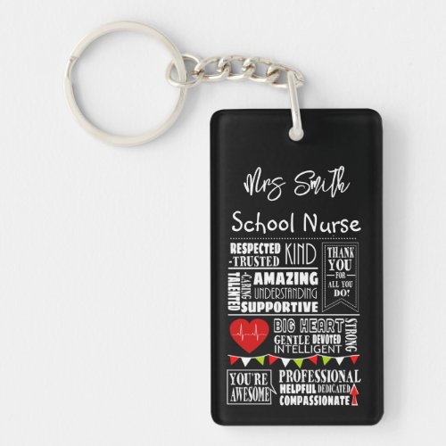 School nurse thank you key ring Christmas gift