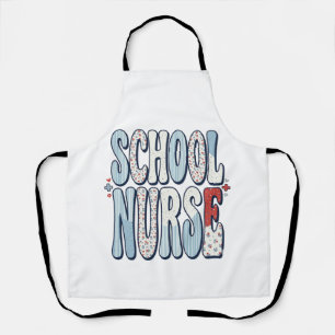 School Nurse Vintage Floral Typography Shirt Desig Apron