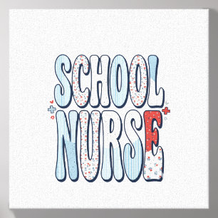 School Nurse Vintage Floral Typography Shirt Desig Canvas Photo Tile
