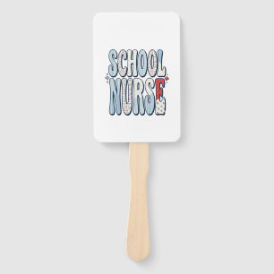 School Nurse Vintage Floral Typography Shirt Desig Hand Fan