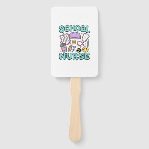 School Nurse Vintage Medical Collage Shirt Design_ Hand Fan