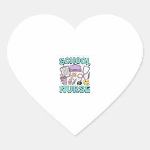 School Nurse Vintage Medical Collage Shirt Design_ Heart Sticker