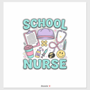 School Nurse Vintage Medical Collage Shirt Design_ Sticker