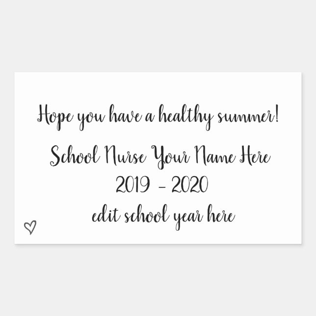 School Nurse Yearbook Signature Stickers (Front)