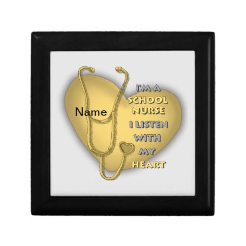 School Nurse Yellow Heart custom name  gift box