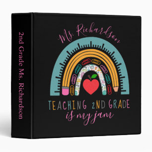 School Objects Rainbow Teaching is my Jam 3 Ring Binder