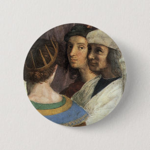 School of Athens by Raphael, Vintage Renaissance Pinback Button