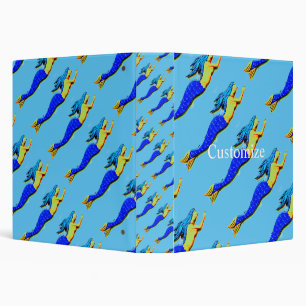 school of blue-tail mermaids 3 ring binder