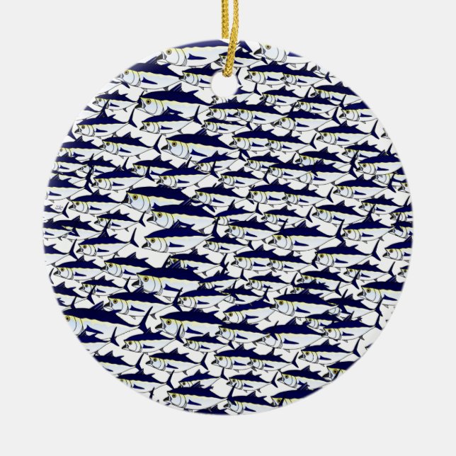 School of Bluefin Tuna Ceramic Ornament (Front)